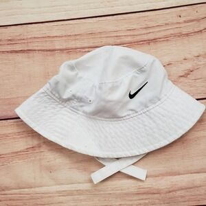 Nike Hat Bucket Fitted Youth Infant White Black Swoosh Chin Strap Sun Cap Summer